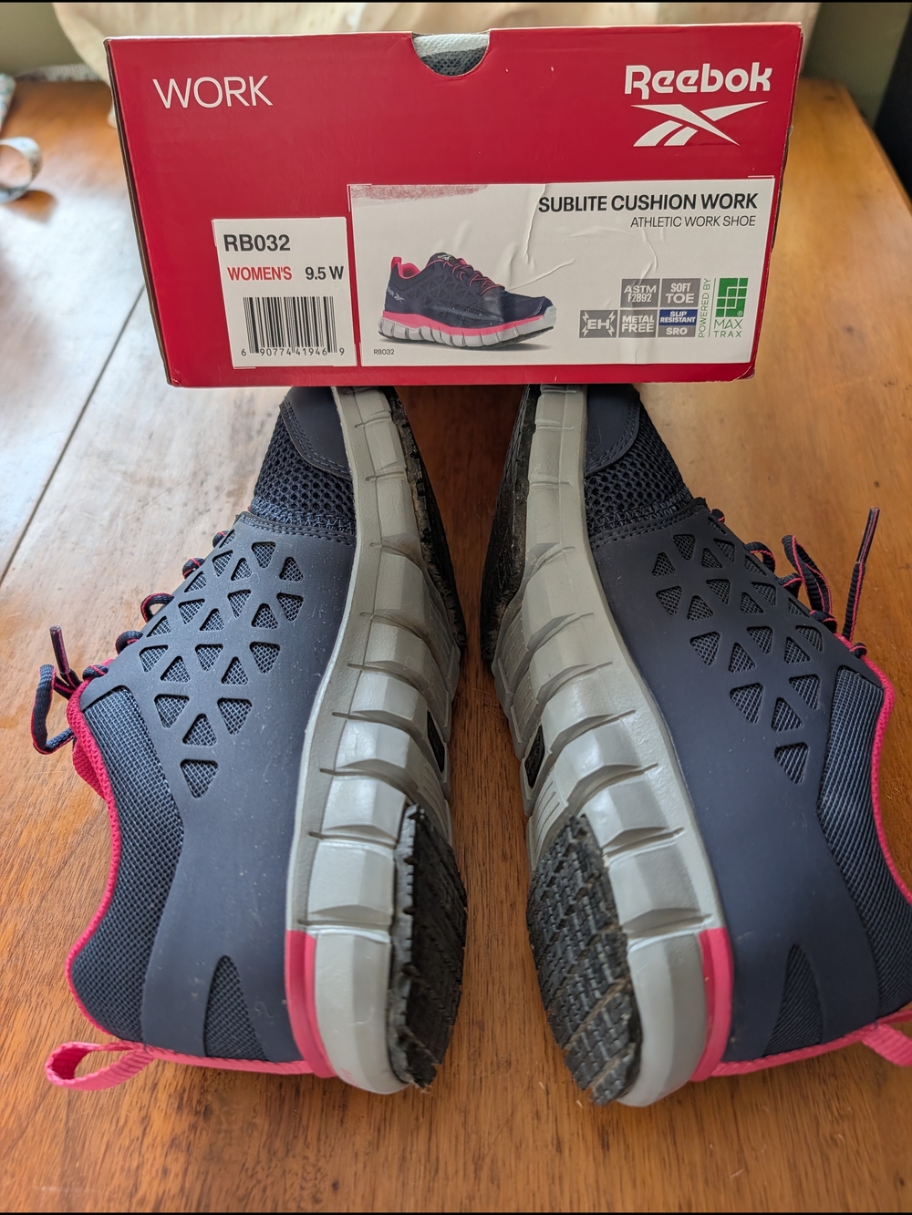 Reebok Navy and Pink Women's Slip-On Athletic Work Shoes